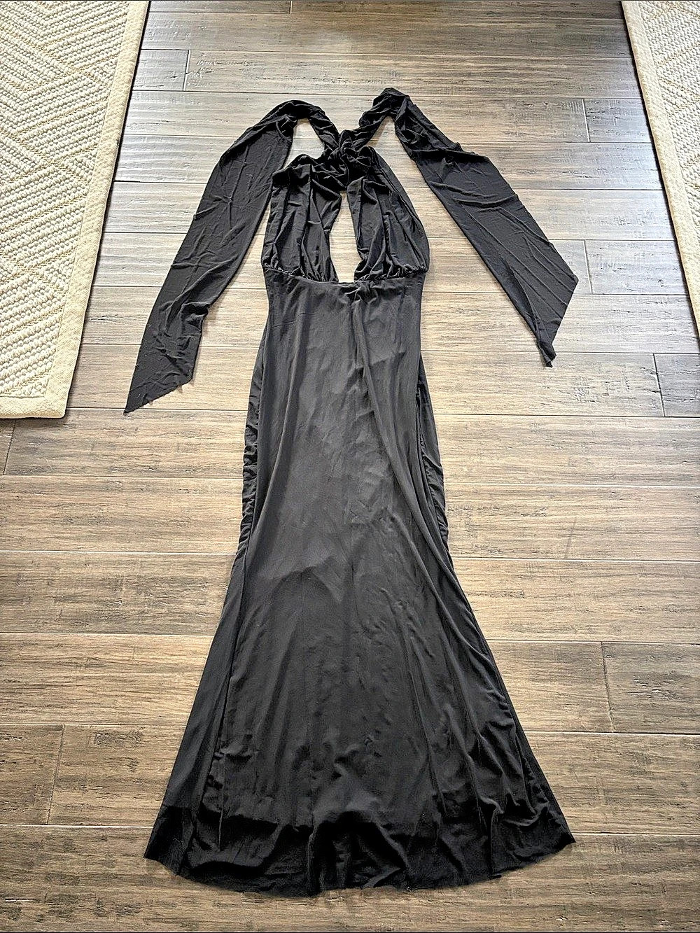 OPULESS Black Cutout Halter Maxi Dress